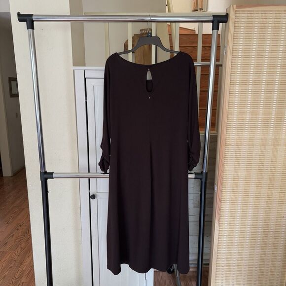 CUYANA Dolman Sleeve Midi Dress Medium Organic Pima Cotton Lagenlook Ruched Cuff - Picture 8 of 15